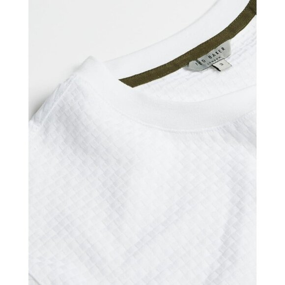 Ted Baker‎ Men's White Basketweave Crewneck Shirt Size 3 - Picture 2 of 11
